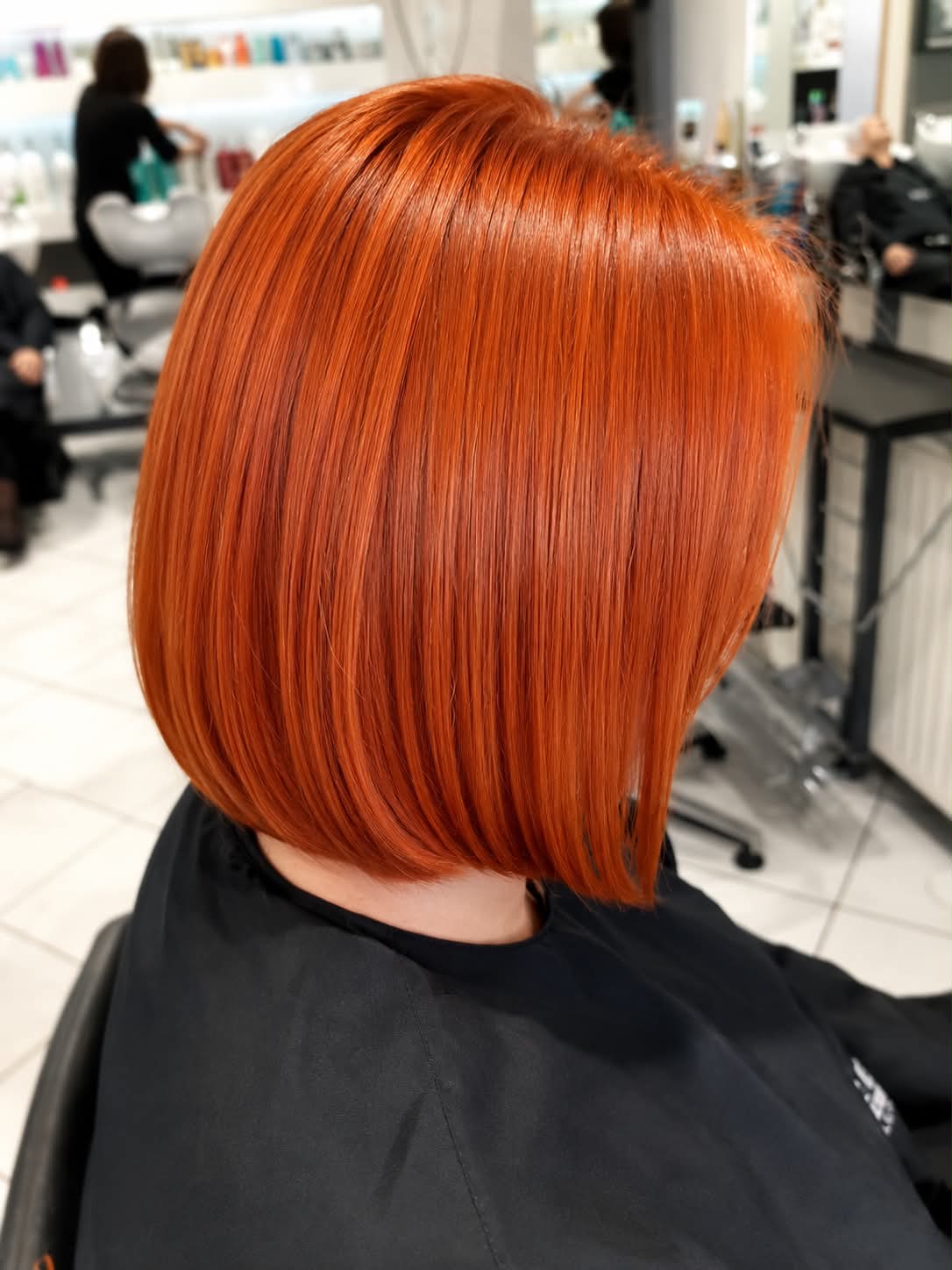 Vivid copper graduated bob, coloured and cut at Strands
